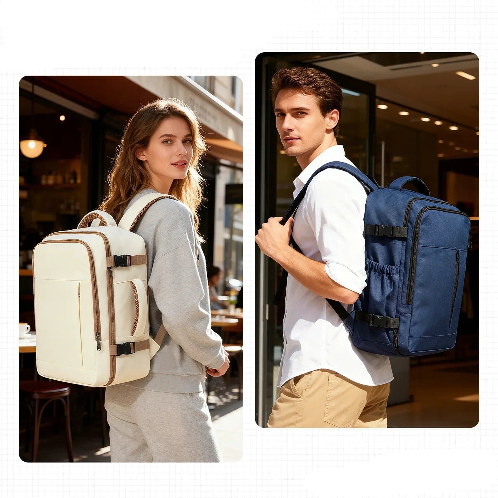 Sac a dos voyage cabine 40x30x20 Sky Biz™ utilise comme bagage cabine avion conforme Ryanair et Wizz Air, sac a dos ultra leger avec compartiment ordinateur portable 15,6 pouces, organisation interieure pratique, design geometrique moderne et confort dorsal pour voyages d’affaires et courts sejours