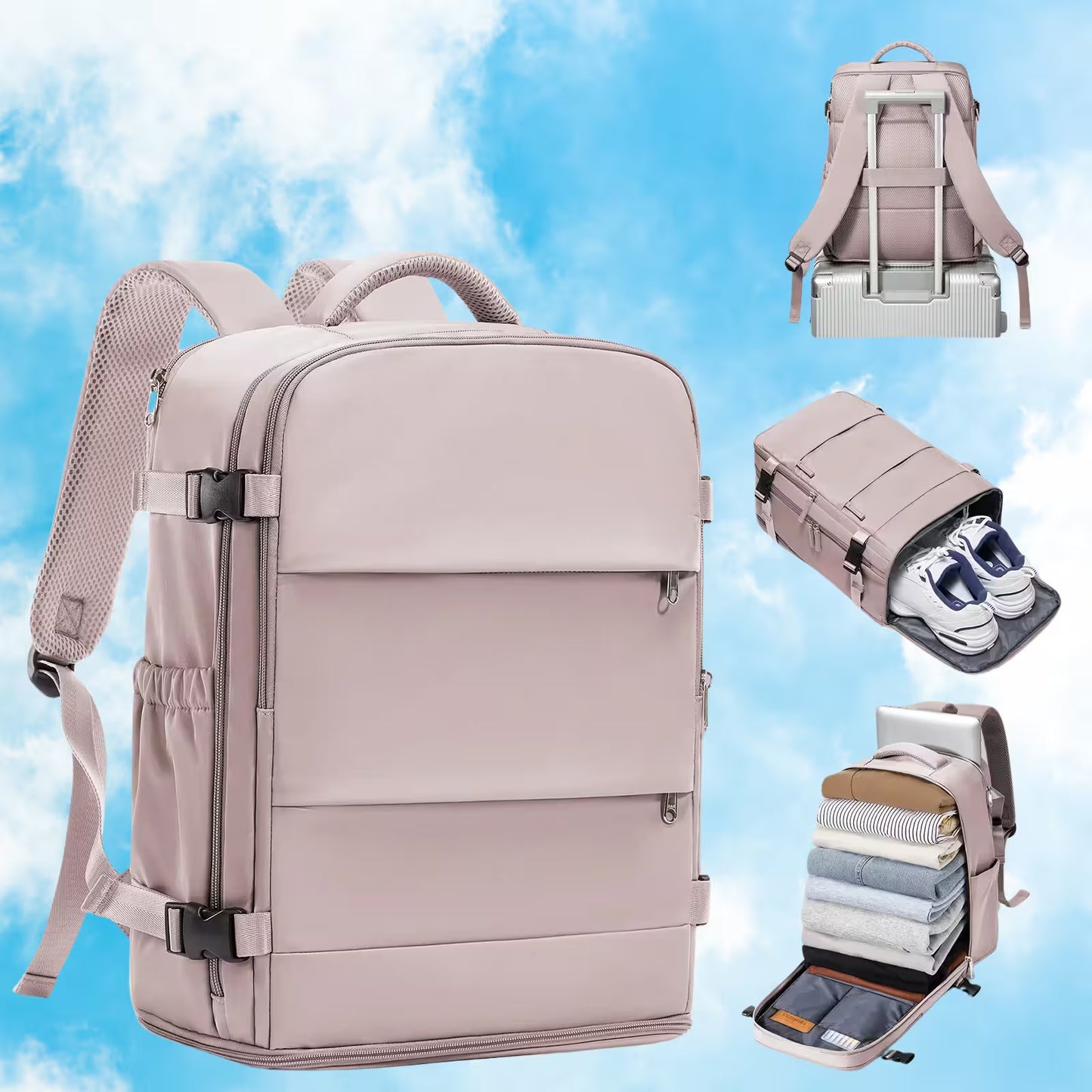 Sac à dos voyage cabine 40x30x20 Urban Fly™ utilisé comme bagage cabine avion conforme Ryanair et Wizz Air, sac à dos compact avec compartiment ordinateur portable, grande capacité 20 à 35 litres, organisation intérieure optimisée et dos confortable pour voyager sans frais supplémentaires