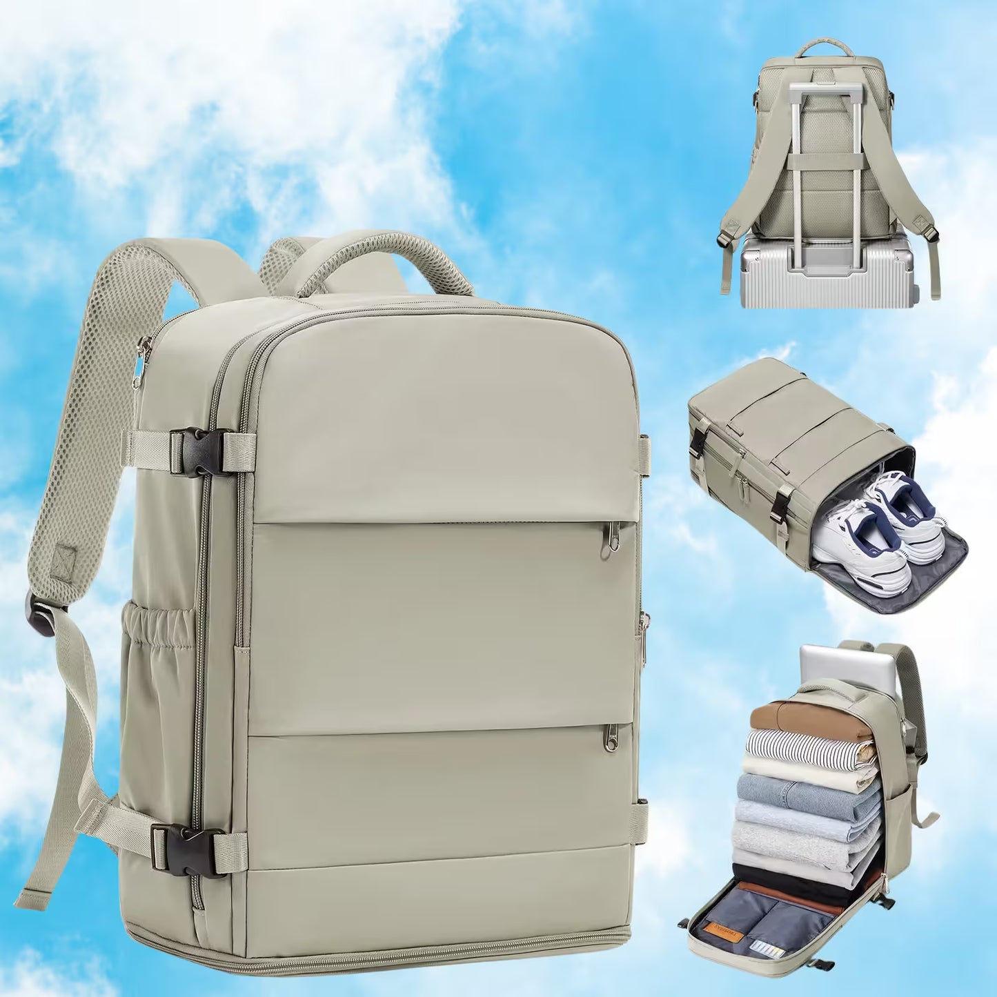 Sac à dos voyage cabine 40x30x20 Urban Fly™ utilisé comme bagage cabine avion conforme Ryanair et Wizz Air, sac à dos compact avec compartiment ordinateur portable, grande capacité 20 à 35 litres, organisation intérieure optimisée et dos confortable pour voyager sans frais supplémentaires
