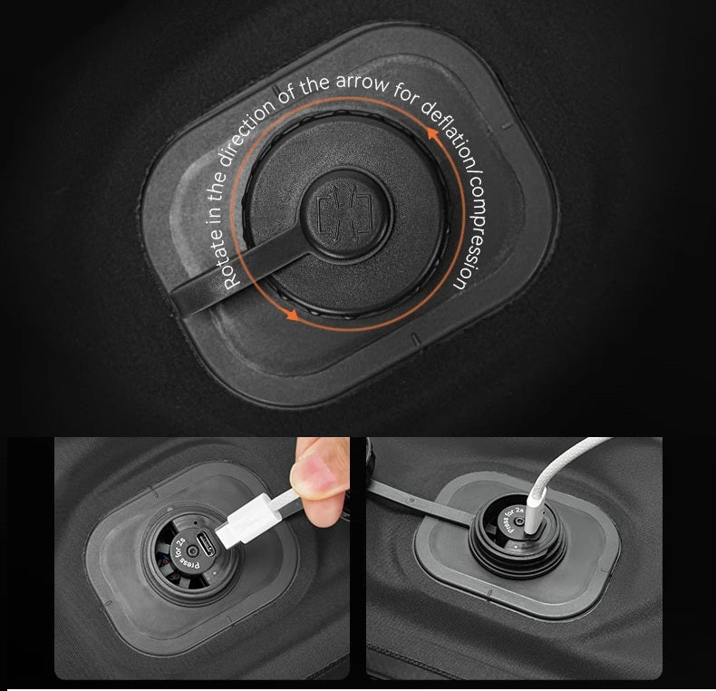 Port USB C pour recharge du sac de compression voyage electrique ReeYee