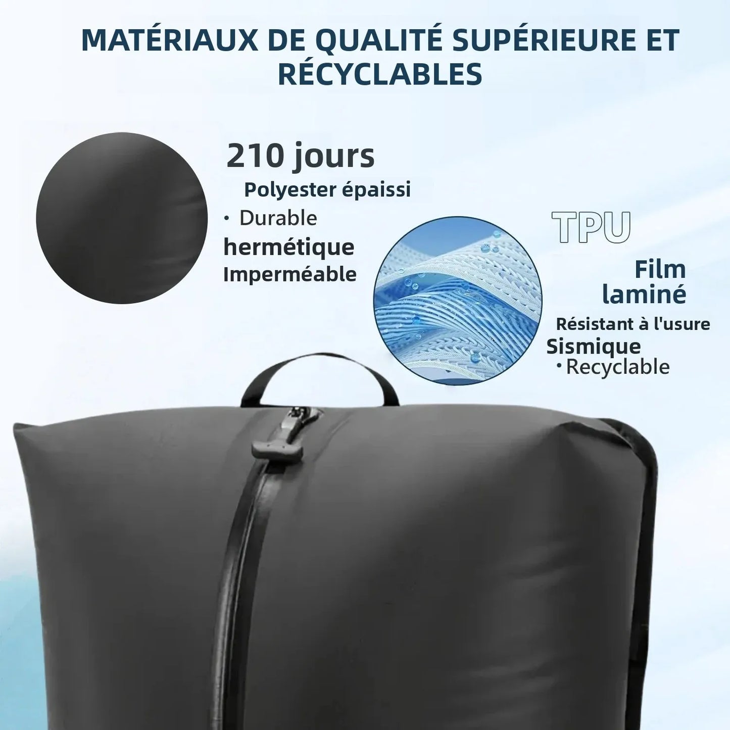 Un sac de compression voyage est conçu pour réduire le volume des vêtements dans un bagage cabine ou un sac de voyage. Le format 17L permet une compression efficace tout en restant compatible avec les dimensions des valises cabine avion