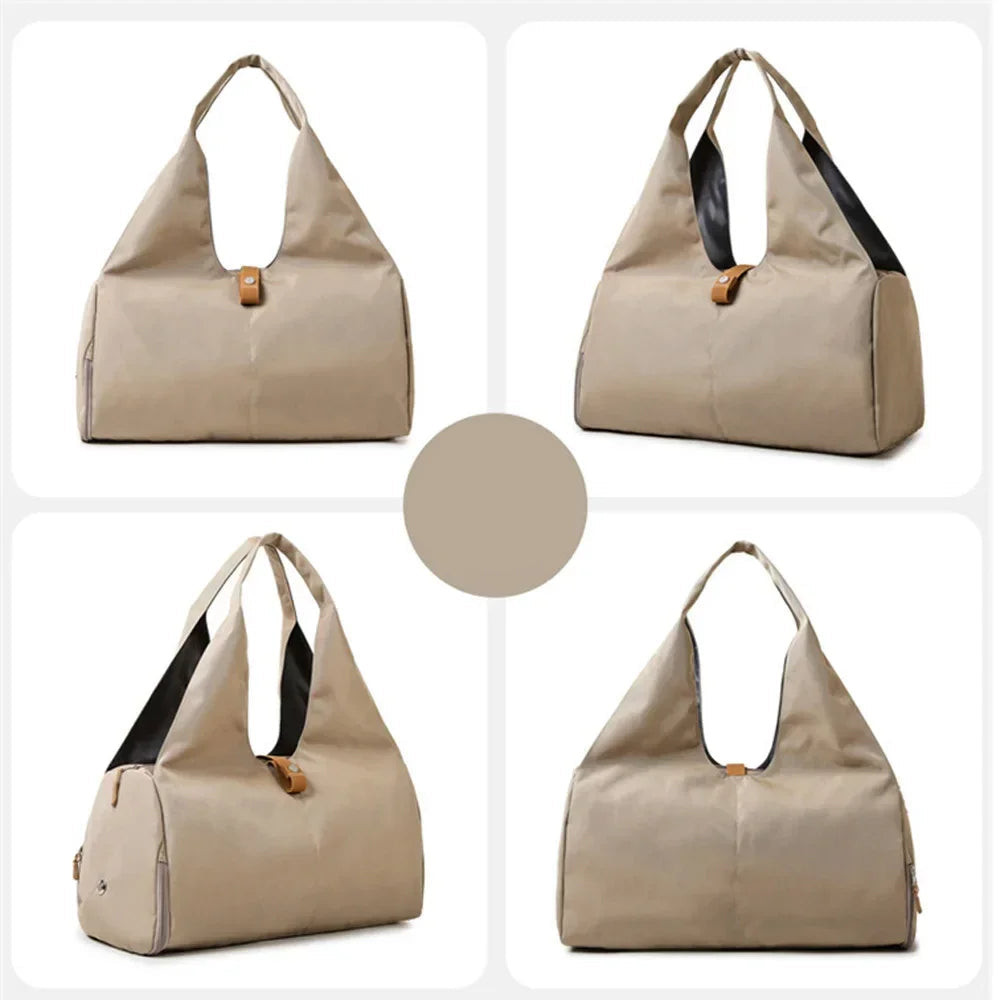 Découvrez le sac de sport femme élégant et fonctionnel pour toutes activités quotidiennes, idéal comme sac de sport femme 25L en nylon imperméable résistant à la pluie pour yoga et natation, ce sac de sport femme polyvalent avec compartiment chaussures indépendant évite les odeurs et salissures sur vêtements propres, parfait pour sac de sport femme avec poche étanche intérieure pour séparer maillots humides et affaires sèches lors de séances fitness ou piscine, disponible en design unisexe comme sac de spor