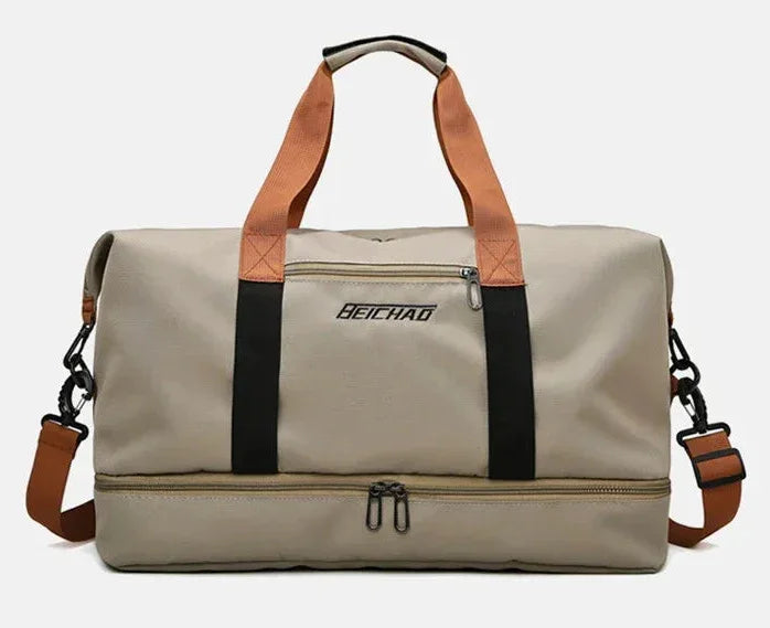 Découvrez le sac de sport femme Movella™, l'accessoire indispensable pour les femmes actives à la recherche d'un sac de sport femme imperméable en tissu Oxford résistant aux intempéries, un sac de sport femme avec compartiment séparé pour chaussures et linge humide pour une organisation hygiénique, un sac de sport femme polyvalent adaptable du bureau à la salle de sport avec capacité généreuse de 20-35L pour 3-5 jours d'affaires, un sac de sport femme élégant disponible en 7 couleurs tendance comme vert kak