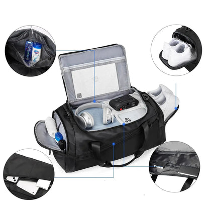 Sac de voyage 40L polyvalent sport et voyage, sac de sport gym bag léger et pliable avec compartiment chaussures séparé, sac de voyage homme femme idéal pour week-end, court séjour, long séjour, long trajet, entraînement sportif, fitness, déplacements quotidiens, bagage pratique durable en matériaux de haute qualité, sac de voyage cabine fonctionnel et résistant