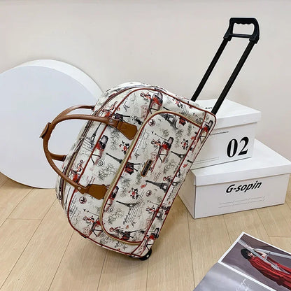 Sac de voyage à roulettes French Roll™, grande capacité en tissu Oxford imperméable avec poignée télescopique et roulettes silencieuses