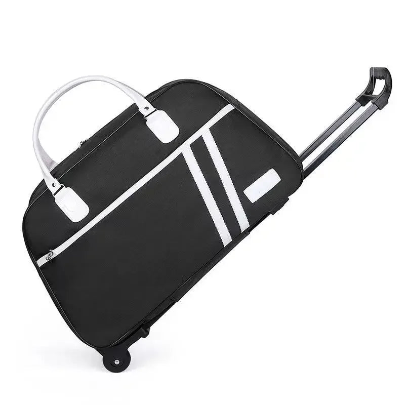 Sac de voyage à roulettes polyvalent pour homme et femme, sac de voyage grande capacité avec fermeture éclair solide, sac de voyage cabine à roulettes léger et maniable, parfait pour voyage longue durée, week-end, avion et usage quotidien.