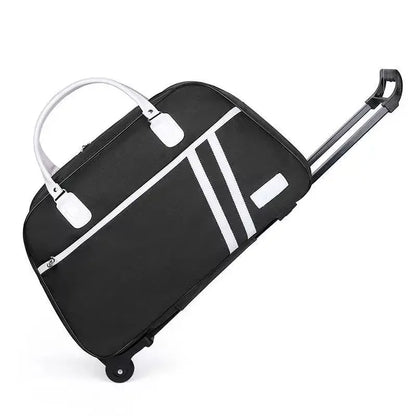 Sac de voyage à roulettes polyvalent pour homme et femme, sac de voyage grande capacité avec fermeture éclair solide, sac de voyage cabine à roulettes léger et maniable, parfait pour voyage longue durée, week-end, avion et usage quotidien.