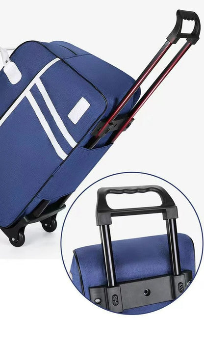 Sac de voyage à roulettes polyvalent pour homme et femme, sac de voyage grande capacité avec fermeture éclair solide, sac de voyage cabine à roulettes léger et maniable, parfait pour voyage longue durée, week-end, avion et usage quotidien.