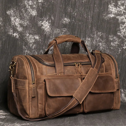 sac de voyage cuir homme en cuir véritable de vache pleine fleur finition crazy horse, sac de voyage vintage marron et noir pour homme, sac week-end cuir souple style duffle bag, sac de voyage homme bandoulière et porté main, sac de sport cuir élégant gym et déplacements professionnels, sac business voyage cuir premium, sac de voyage cuir robuste pour court séjour, sac homme cuir grande capacité doublure textile résistante, sac de voyage cuir authentique style rétro, travel bag leather men crazy horse cow l