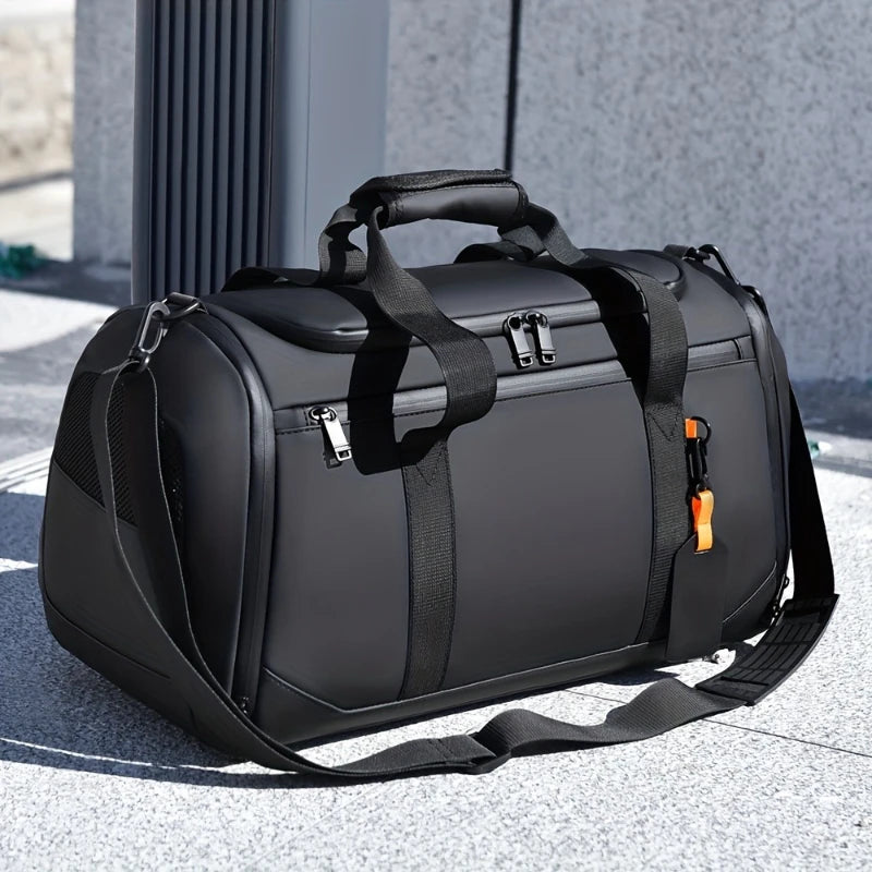 Sac de voyage grande capacité compatible bagage cabine, sac de voyage bagage à main idéal pour avion, sport et week-end, avec compartiment chaussures séparé, rangements intelligents multi-compartiments, sangle trolley pour valise, matériau PU et tissu Oxford durable, sac de voyage souple léger au style casual moderne, finitions soignées et qualité assurée pour homme et femme – Rangement Chic