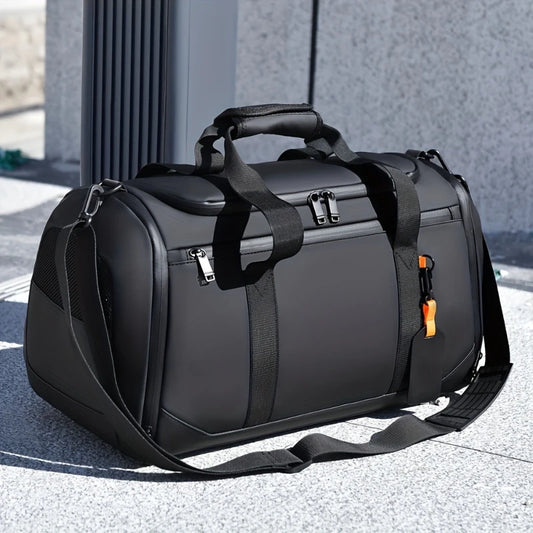 Sac de voyage grande capacité compatible bagage cabine, sac de voyage bagage à main idéal pour avion, sport et week-end, avec compartiment chaussures séparé, rangements intelligents multi-compartiments, sangle trolley pour valise, matériau PU et tissu Oxford durable, sac de voyage souple léger au style casual moderne, finitions soignées et qualité assurée pour homme et femme – Rangement Chic