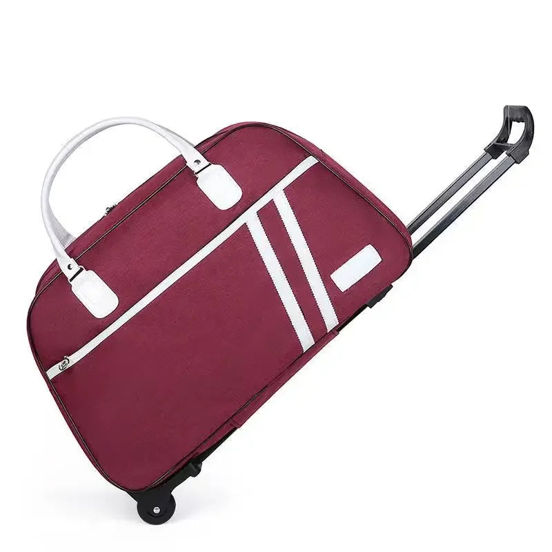 Sac de voyage à roulettes polyvalent pour homme et femme, sac de voyage grande capacité avec fermeture éclair solide, sac de voyage cabine à roulettes léger et maniable, parfait pour voyage longue durée, week-end, avion et usage quotidien.
