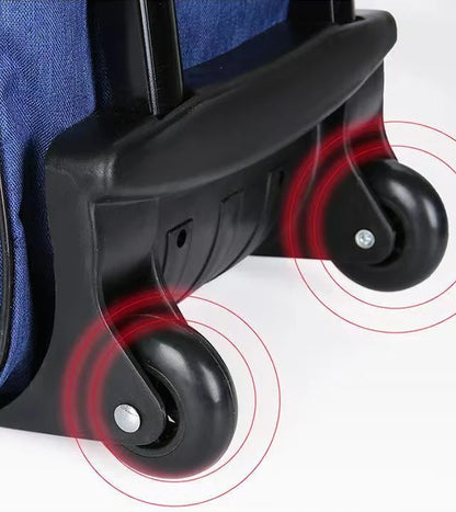 Sac de voyage à roulettes grande capacité en tissu Oxford et nylon résistant, sac de voyage cabine à roulettes idéal pour avion, sac de voyage homme femme pratique et élégant, bagage souple facile à tirer pour voyages, déplacements professionnels et week-ends.