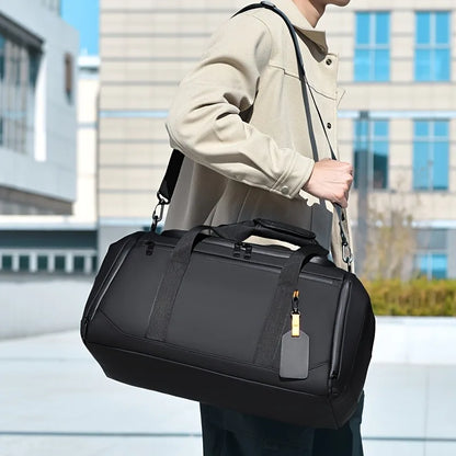 Sac de voyage grande capacité compatible bagage cabine, sac de voyage bagage à main idéal pour avion, sport et week-end, avec compartiment chaussures séparé, rangements intelligents multi-compartiments, sangle trolley pour valise, matériau PU et tissu Oxford durable, sac de voyage souple léger au style casual moderne, finitions soignées et qualité assurée pour homme et femme – Rangement Chic