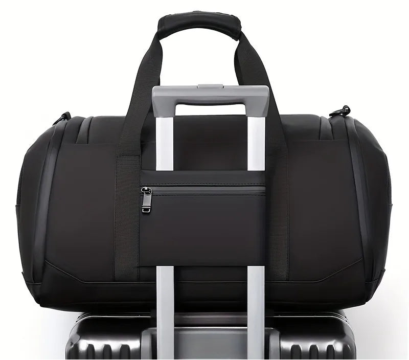 Sac de voyage grande capacité compatible bagage cabine, sac de voyage bagage à main idéal pour avion, sport et week-end, avec compartiment chaussures séparé, rangements intelligents multi-compartiments, sangle trolley pour valise, matériau PU et tissu Oxford durable, sac de voyage souple léger au style casual moderne, finitions soignées et qualité assurée pour homme et femme – Rangement Chic