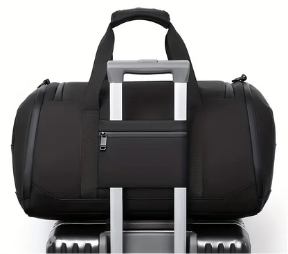 Sac de voyage grande capacité compatible bagage cabine, sac de voyage bagage à main idéal pour avion, sport et week-end, avec compartiment chaussures séparé, rangements intelligents multi-compartiments, sangle trolley pour valise, matériau PU et tissu Oxford durable, sac de voyage souple léger au style casual moderne, finitions soignées et qualité assurée pour homme et femme – Rangement Chic