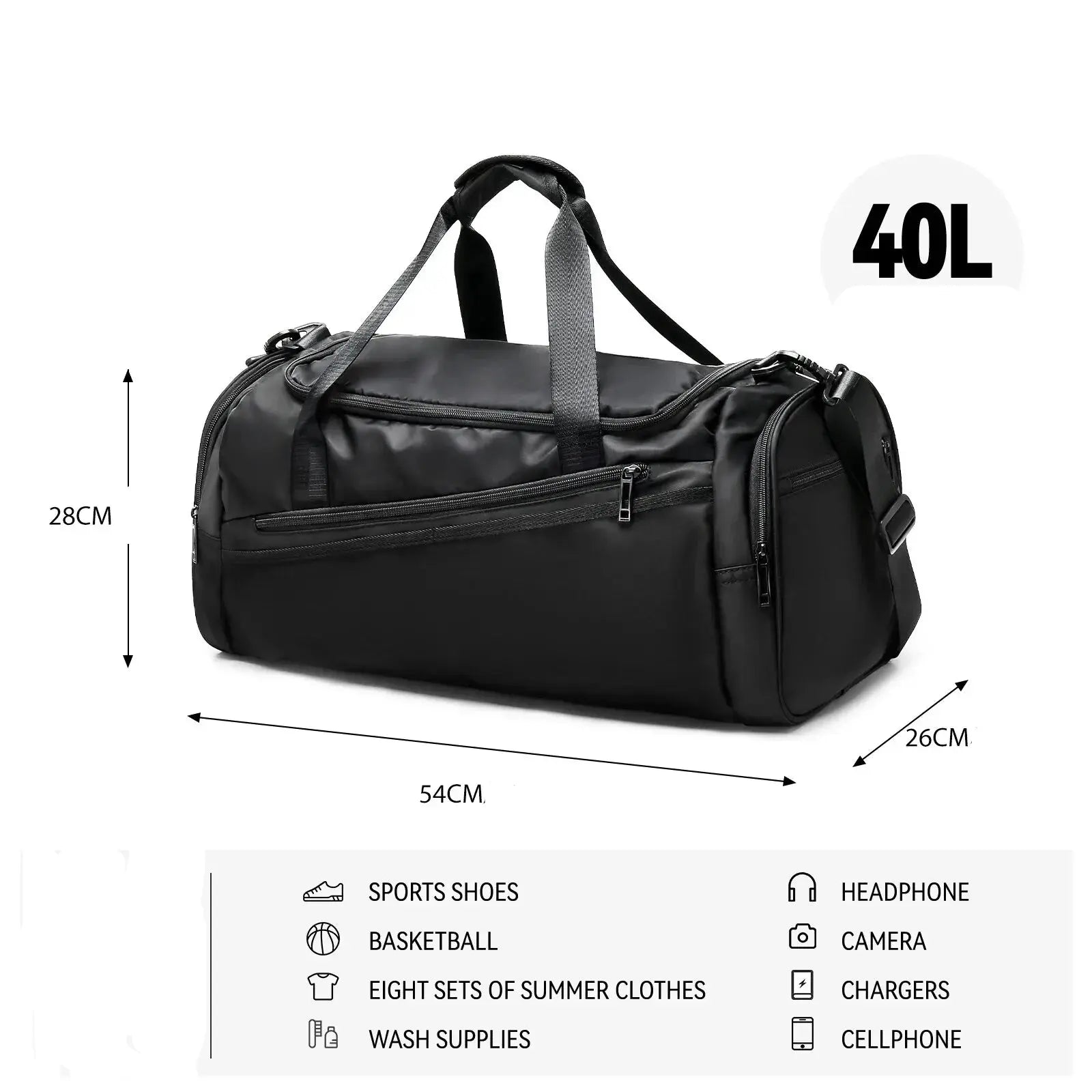 Sac de voyage 40L polyvalent sport et voyage, sac de sport gym bag léger et pliable avec compartiment chaussures séparé, sac de voyage homme femme idéal pour week-end, court séjour, long séjour, long trajet, entraînement sportif, fitness, déplacements quotidiens, bagage pratique durable en matériaux de haute qualité, sac de voyage cabine fonctionnel et résistant