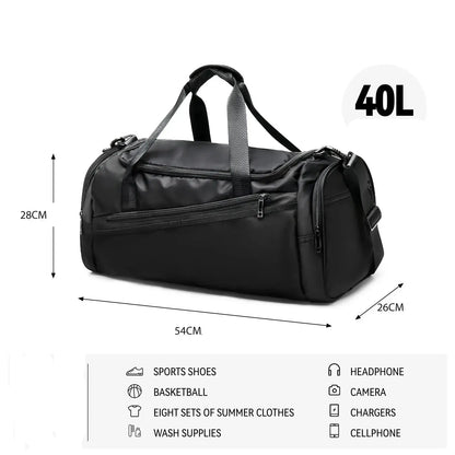 Sac de voyage 40L polyvalent sport et voyage, sac de sport gym bag léger et pliable avec compartiment chaussures séparé, sac de voyage homme femme idéal pour week-end, court séjour, long séjour, long trajet, entraînement sportif, fitness, déplacements quotidiens, bagage pratique durable en matériaux de haute qualité, sac de voyage cabine fonctionnel et résistant