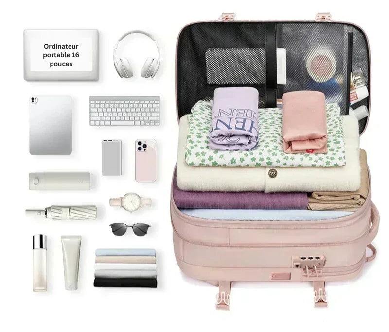 sac de voyage Vacupack organisation, contient vêtements, accessoires et ordinateur portable 16 pouces