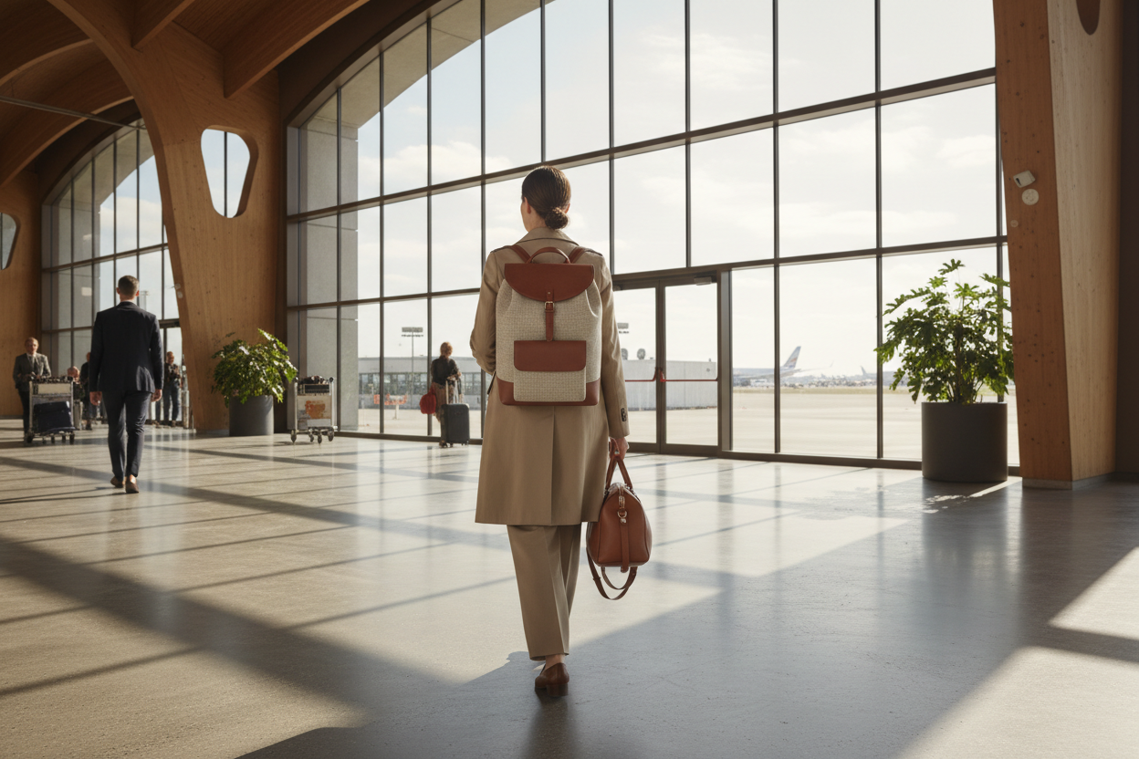 Sac à dos de voyage luxueux à l'aéroport