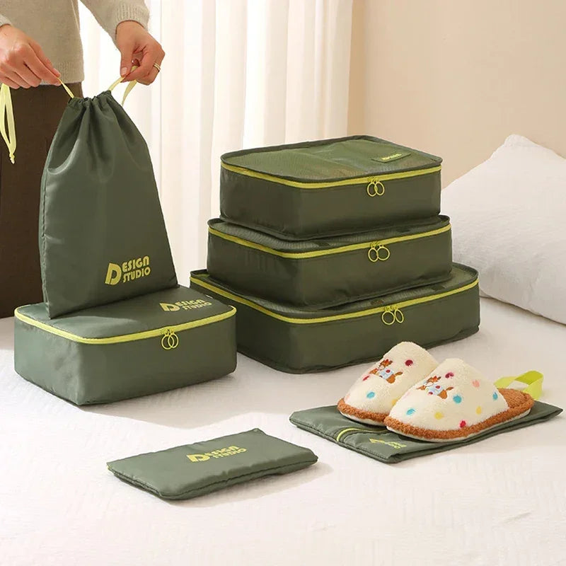 Set organisateur de voyage valise composé de 7 sacs étanches, pochette organisateur de valise pour vêtements compressés, sous-vêtements et chaussures, idéal pour valise cabine et bagage à main