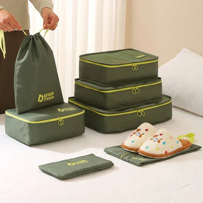 Set organisateur de voyage valise composé de 7 sacs étanches, pochette organisateur de valise pour vêtements compressés, sous-vêtements et chaussures, idéal pour valise cabine et bagage à main