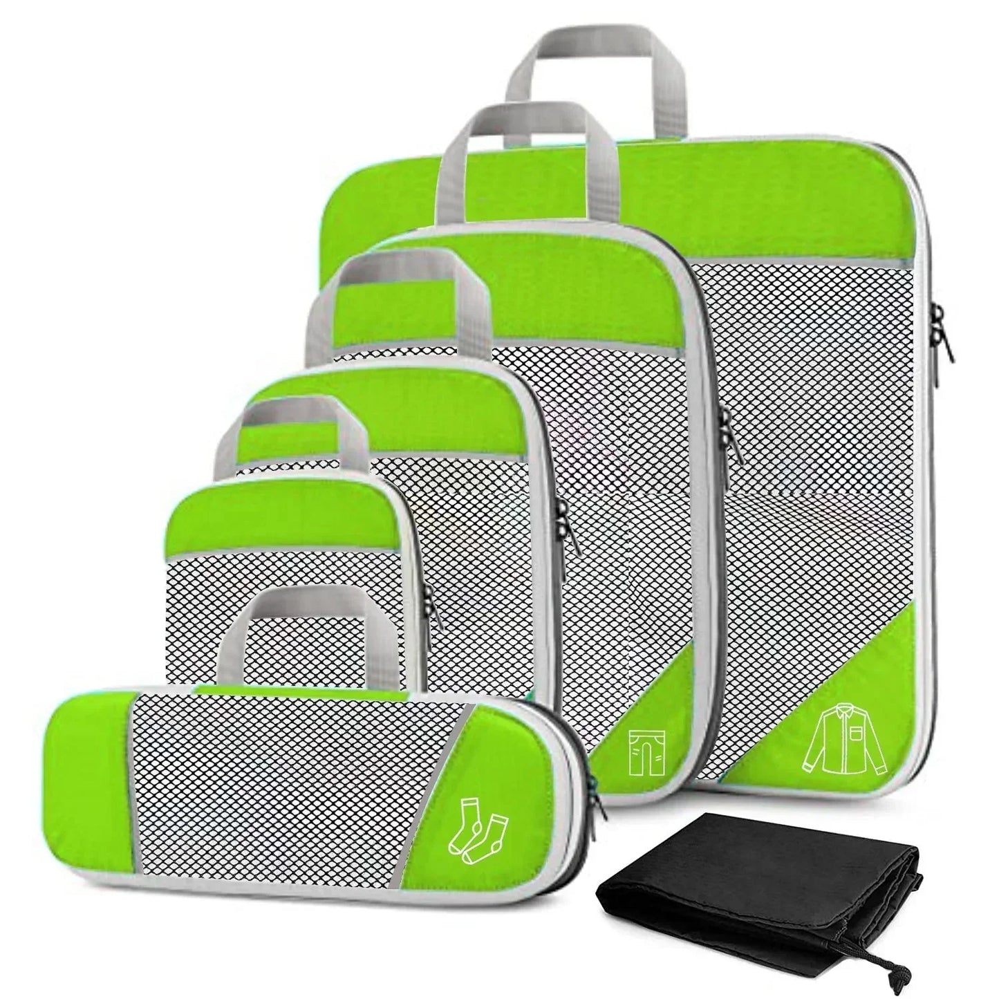 Cubes de rangement TravelPack™ set 6 pièces, organisateur de valise compression pour valise cabine, gain de place, vêtements organisés et sans froissements.
