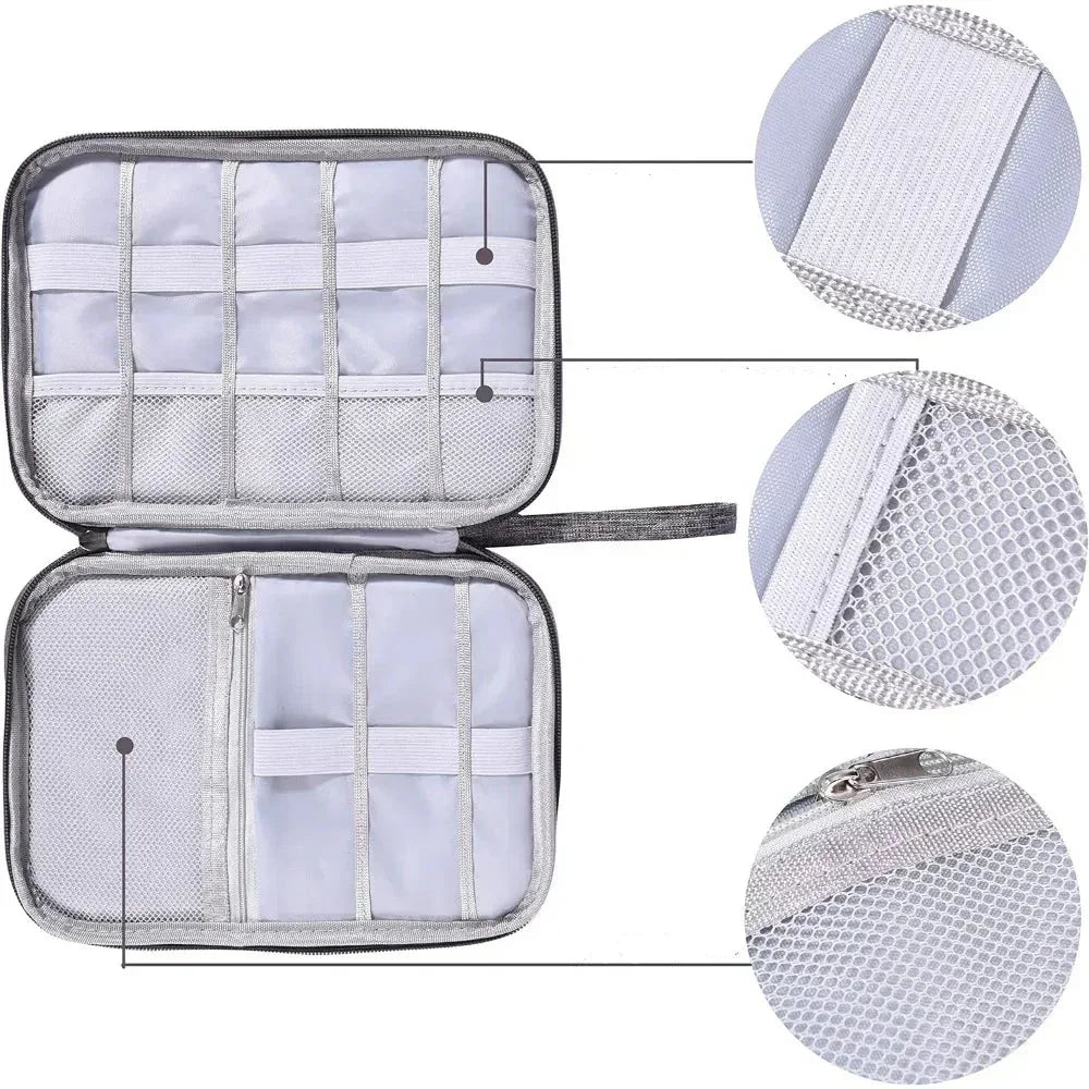 Sac de rangement Organiseur Tech pour accessoires électroniques – pochette de voyage imperméable pour câbles, chargeurs, SSD, cartes mémoire et gadgets, idéale pour optimiser l’organisation dans une valise ou un sac à dos