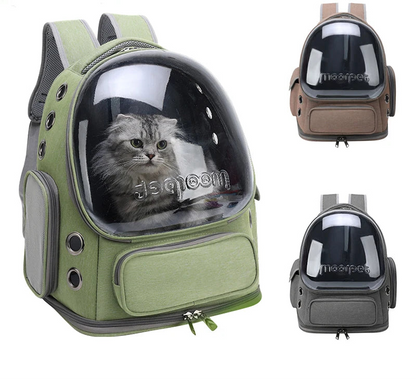 sac de transport chat transparent respirant pour voyage urbain et petit trajet en train, sac à dos de transport pour chat et petit chien en tissu Oxford imperméable, confortable et discret