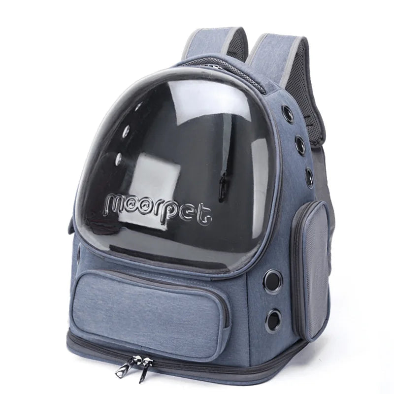 sac de transport chat transparent respirant pour voyage urbain et petit trajet en train, sac à dos de transport pour chat et petit chien en tissu Oxford imperméable, confortable et discret