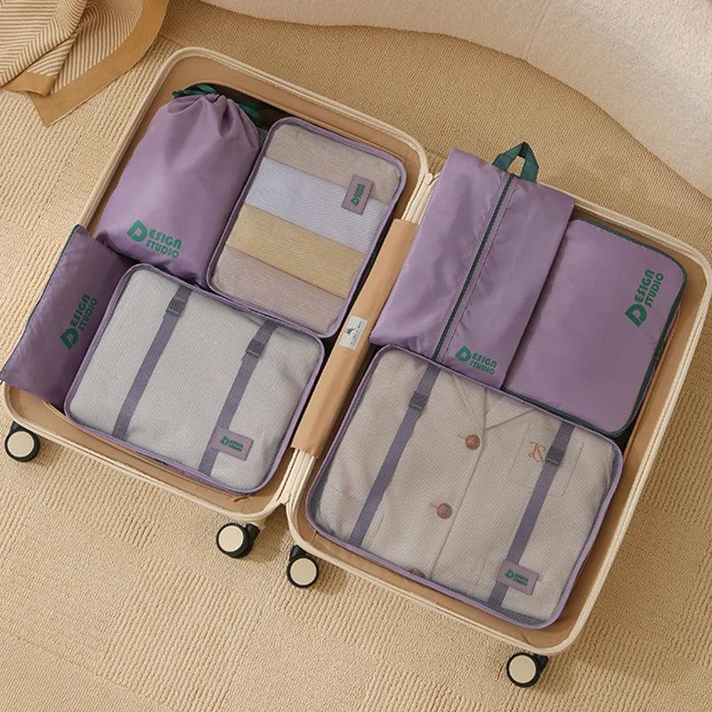 Organisateur de valise étanche TravelMax 7 avec sac organisateur de valise et pochettes de rangement pour vêtements, chaussures et accessoires, set organisateur de valise cabine gain de place pour voyage organisé