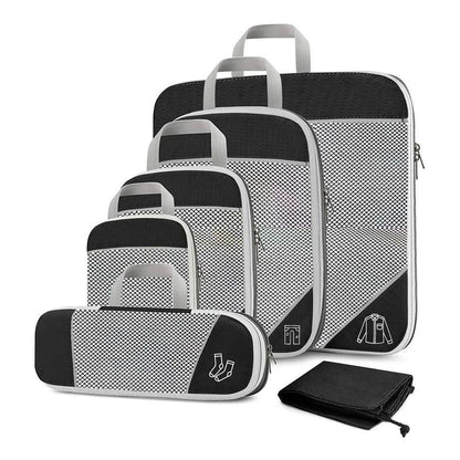 Cubes de rangement TravelPack™ set 6 pièces, organisateur de valise compression pour valise cabine, gain de place, vêtements organisés et sans froissements.