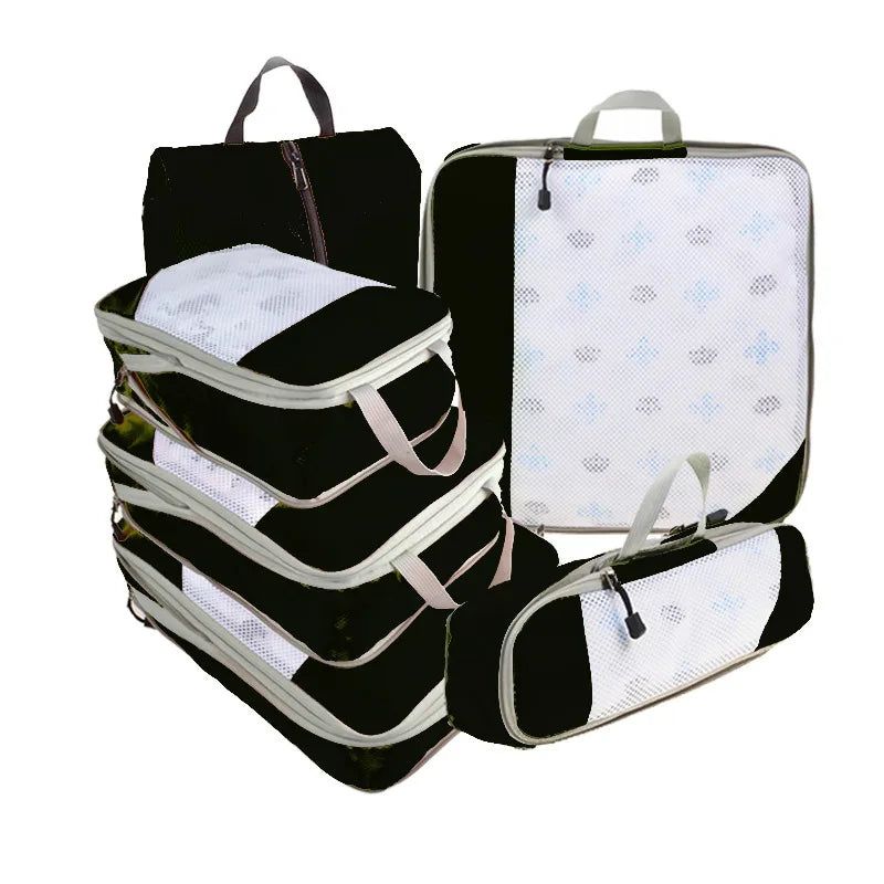 Organisateur de voyage valise TravelPack™, cubes de rangement compressibles pour vêtements, chaussures et accessoires, idéal voyage et rangement maison.