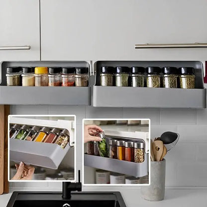 LeTiroirÉpicé™ est un tiroir à épices coulissant sous étagère, un rangement pour épices sans perçage idéal pour optimiser l’espace dans une petite cuisine moderne. Cet organisateur d’épices auto-adhésif au design élégant et discret s’installe facilement grâce à un adhésif 3M VHB ultra-résistant. Ce rangement cuisine gain de place accueille jusqu’à sept pots d’assaisonnement standard, transformant un espace inutilisé en solution de rangement chic et pratique. Parfait comme étagère à épices adhésive, support 
