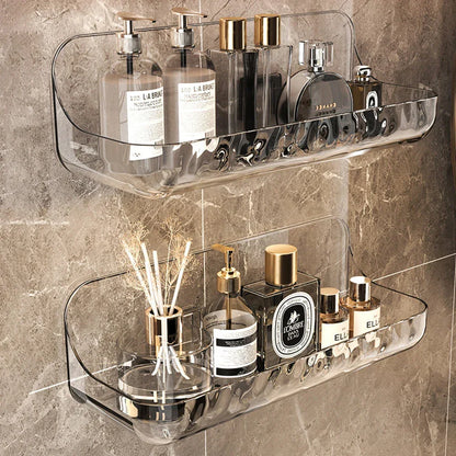 Étagère murale design LumiRack™ – élégante, sans perçage, en acrylique transparent. Sublimez salle de bain et maison avec style et praticité.