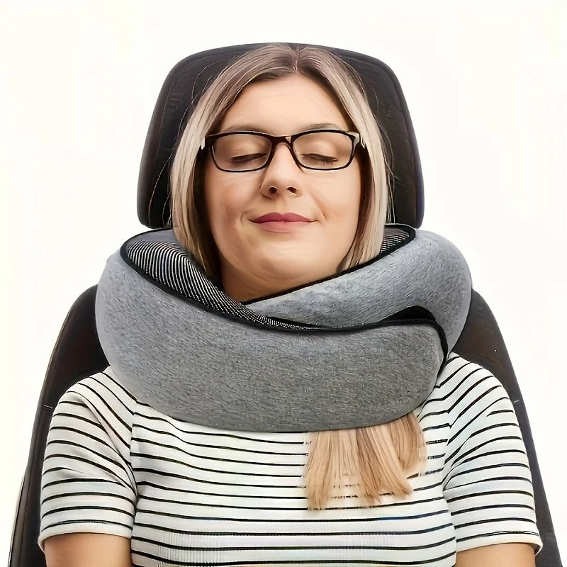 Oreiller de voyage en mousse à mémoire forme TravelNest™ – oreiller portable U escargot pour soutien complet du cou lors de pauses midi et voyages en avion, train ou voiture