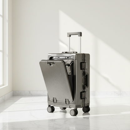 Valise cabine 20 pouces grise AirFrame Pro au design premium, conforme aux standards cabine avion