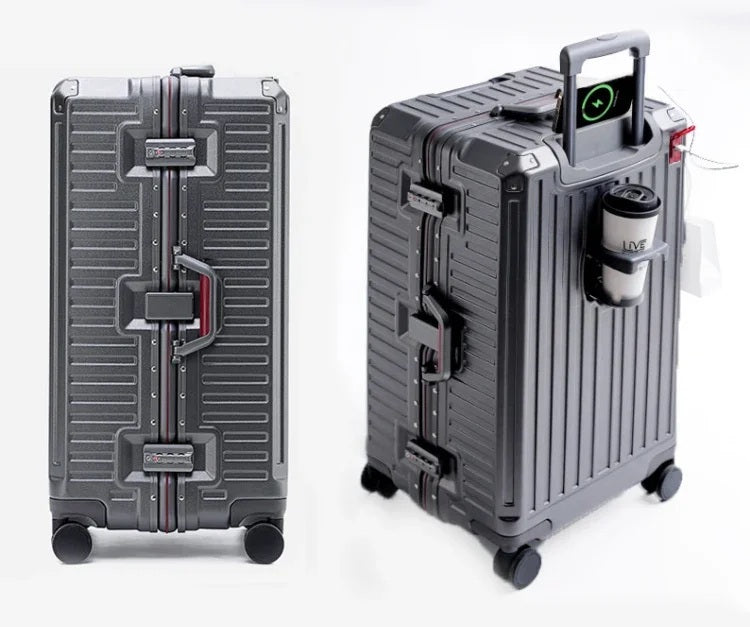 Valise cabine rigide avec cadre en aluminium renforcé, vue arrière sécurisée et robuste