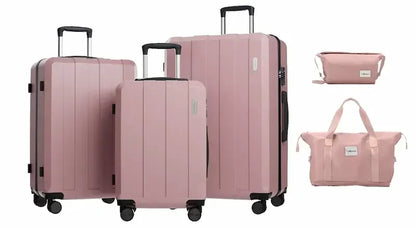 Valise cabine KitTravel5™ RangementChic, ensemble de bagages 5-en-1 avec serrure TSA, roues 360°, coque ABS/PC résistante, sac de voyage et trousse inclus – valise cabine légère, durable et conforme avion pour tous types de déplacements