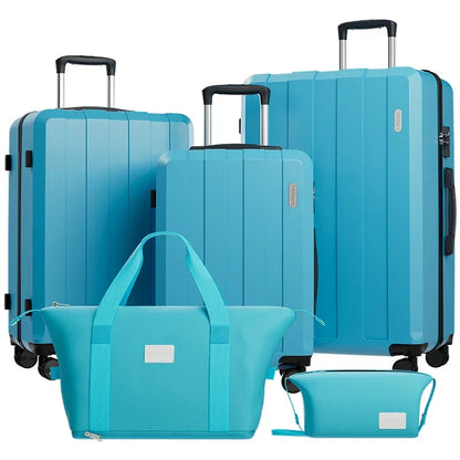 Valise cabine KitTravel5™ RangementChic, ensemble de bagages 5-en-1 avec serrure TSA, roues 360°, coque ABS/PC résistante, sac de voyage et trousse inclus – valise cabine légère, durable et conforme avion pour tous types de déplacements