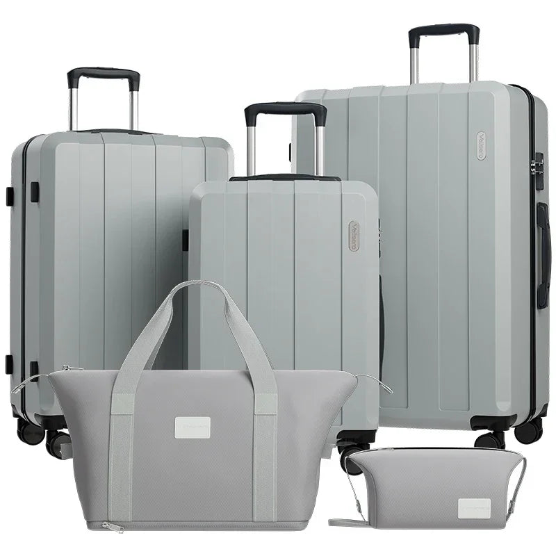Valise cabine KitTravel5™ RangementChic, ensemble de bagages 5-en-1 avec serrure TSA, roues 360°, coque ABS/PC résistante, sac de voyage et trousse inclus – valise cabine légère, durable et conforme avion pour tous types de déplacements