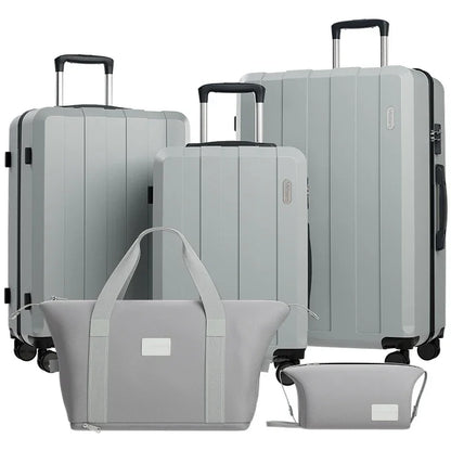 Valise cabine KitTravel5™ RangementChic, ensemble de bagages 5-en-1 avec serrure TSA, roues 360°, coque ABS/PC résistante, sac de voyage et trousse inclus – valise cabine légère, durable et conforme avion pour tous types de déplacements