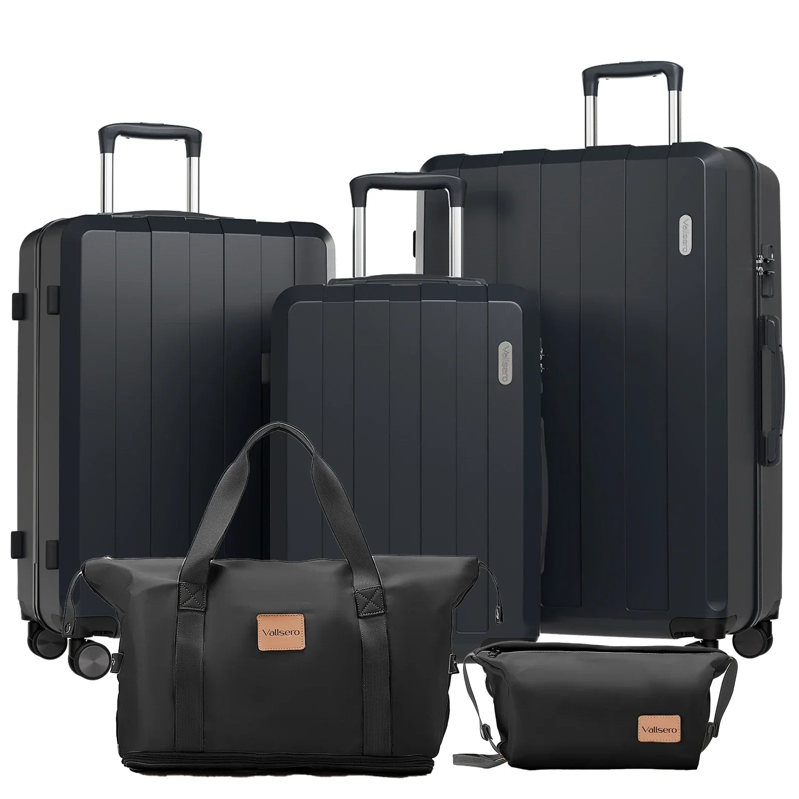 Valise cabine KitTravel5™ RangementChic, ensemble de bagages 5-en-1 avec serrure TSA, roues 360°, coque ABS/PC résistante, sac de voyage et trousse inclus – valise cabine légère, durable et conforme avion pour tous types de déplacements