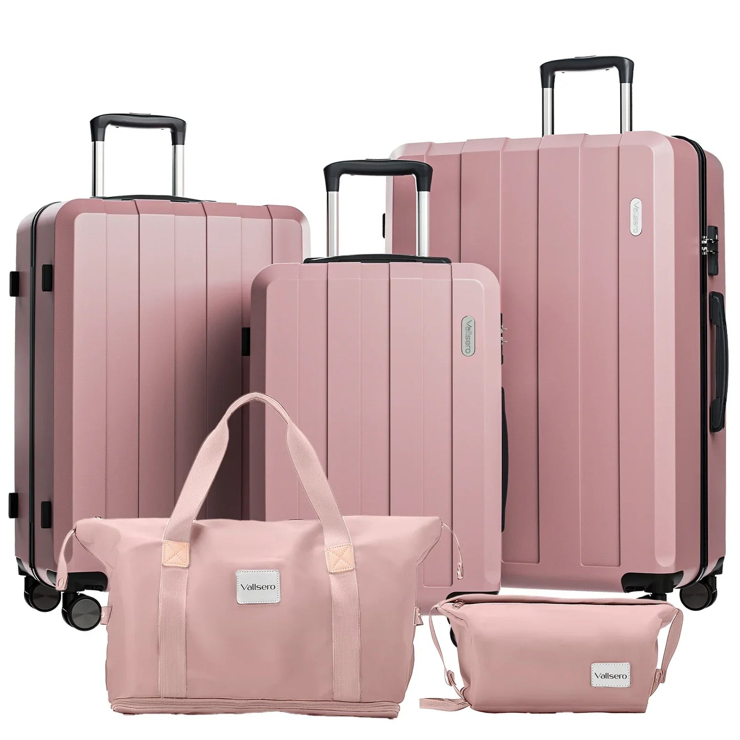 Valise cabine KitTravel5™ RangementChic, ensemble de bagages 5-en-1 avec serrure TSA, roues 360°, coque ABS/PC résistante, sac de voyage et trousse inclus – valise cabine légère, durable et conforme avion pour tous types de déplacements