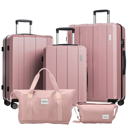 Valise cabine KitTravel5™ RangementChic, ensemble de bagages 5-en-1 avec serrure TSA, roues 360°, coque ABS/PC résistante, sac de voyage et trousse inclus – valise cabine légère, durable et conforme avion pour tous types de déplacements