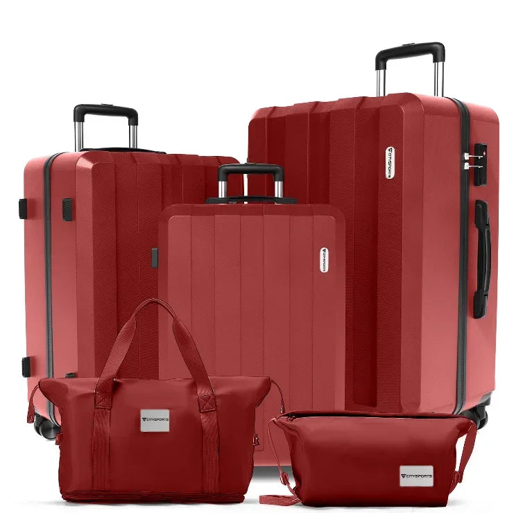 Valise cabine KitTravel5™ RangementChic, ensemble de bagages 5-en-1 avec serrure TSA, roues 360°, coque ABS/PC résistante, sac de voyage et trousse inclus – valise cabine légère, durable et conforme avion pour tous types de déplacements