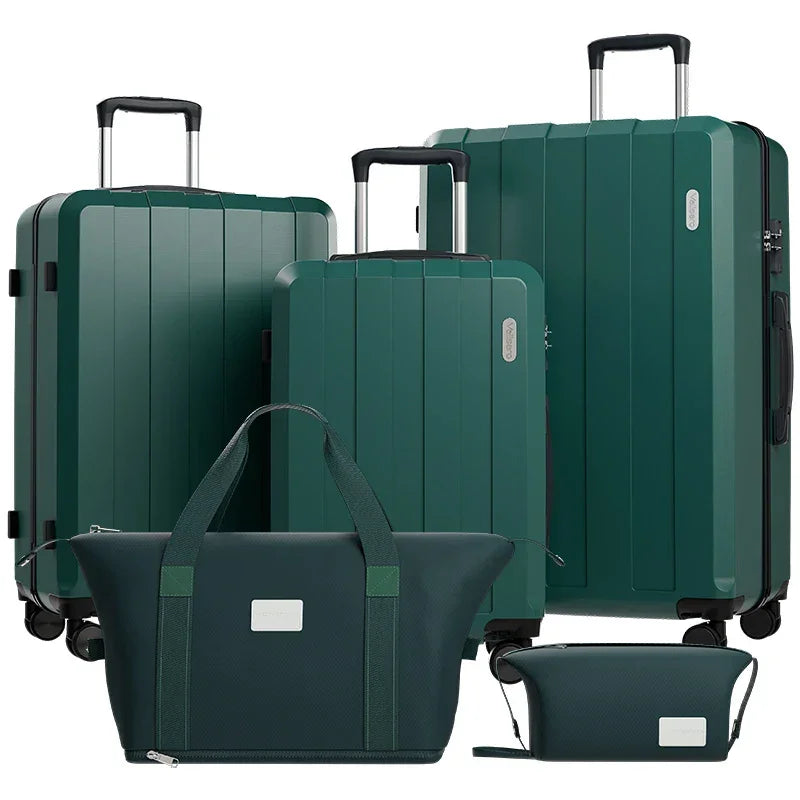 Valise cabine KitTravel5™ RangementChic, ensemble de bagages 5-en-1 avec serrure TSA, roues 360°, coque ABS/PC résistante, sac de voyage et trousse inclus – valise cabine légère, durable et conforme avion pour tous types de déplacements
