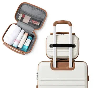 Valise cabine légère 55 cm compatible avion, ensemble de bagages rigides ABS avec trousse de beauté et sac de voyage – bagage à main approuvé par les compagnies aériennes, valise cabine à 4 roues pivotantes, idéale pour voyages en avion, week-end et déplacements