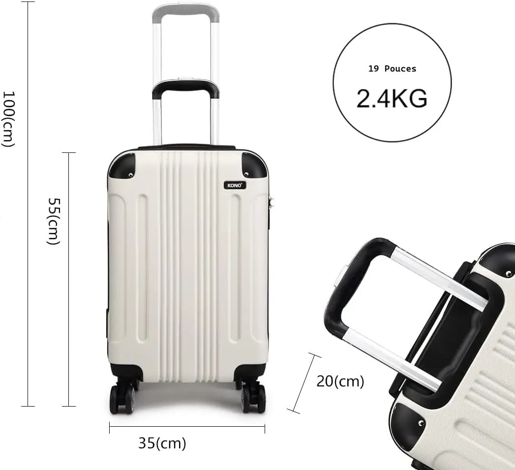 Valise cabine rigide avec quatre roues multidirectionnelles, bagage cabine parfait pour week-end et city trip en avion