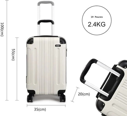 Valise cabine rigide avec quatre roues multidirectionnelles, bagage cabine parfait pour week-end et city trip en avion